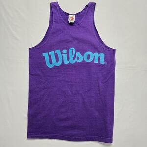 Vintage Wilson Tank Top M Purple Athletic Workout Shirt 100% Cotton Sleeveless